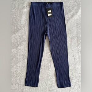 Navy Blue High Waisted Pleated Trousers Medium